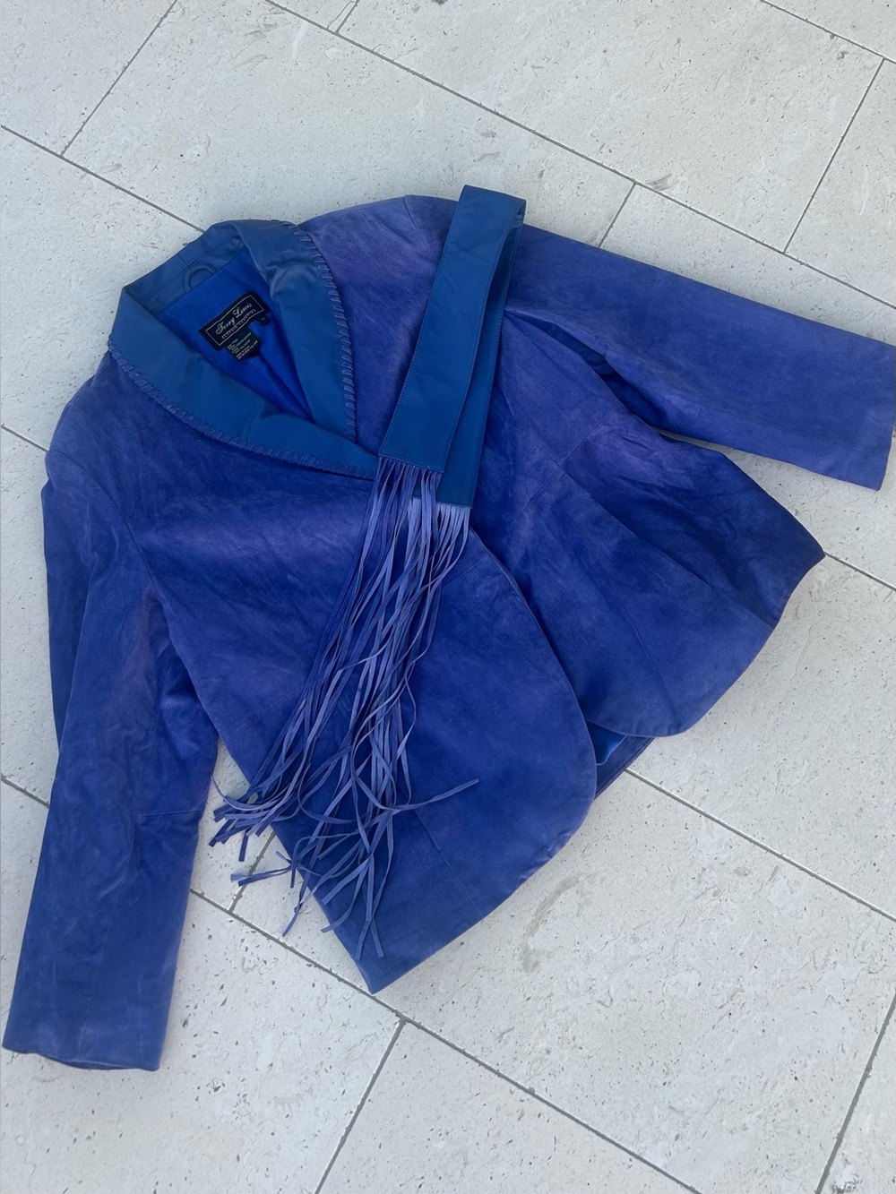 NWT TERRY LEWIS Purple Suede Leather Jacket XXL w/Matching Fringe Tassel Belt - Picture 5 of 16